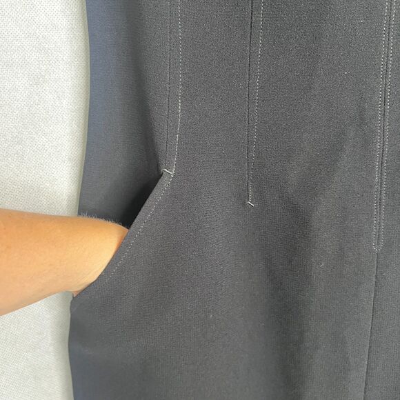 Anne Klein II Black Short Sleeve Vneck Classy Basic Black Dress Pockets Size 6 - Picture 5 of 11